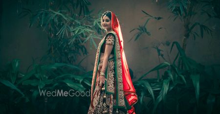 Photo of deep red bridal lehenga