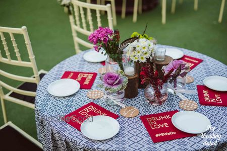 Photo of Drunk in love message cards in table setting