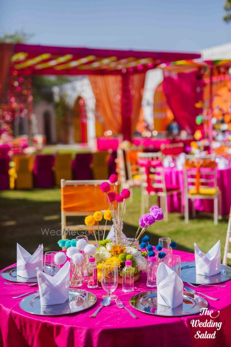 Photo of Pom pom table decor