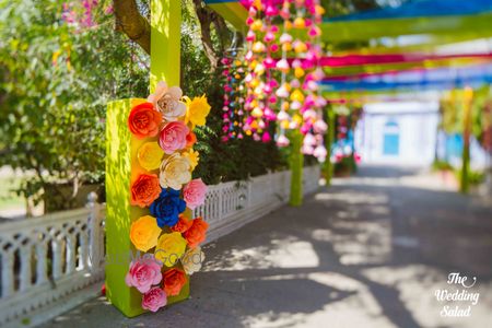 Photo of Vibrant and bright mehendi decor elements