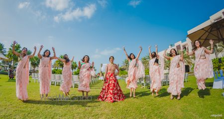 Photo of Fun bridesmaids photos with jumping in the air