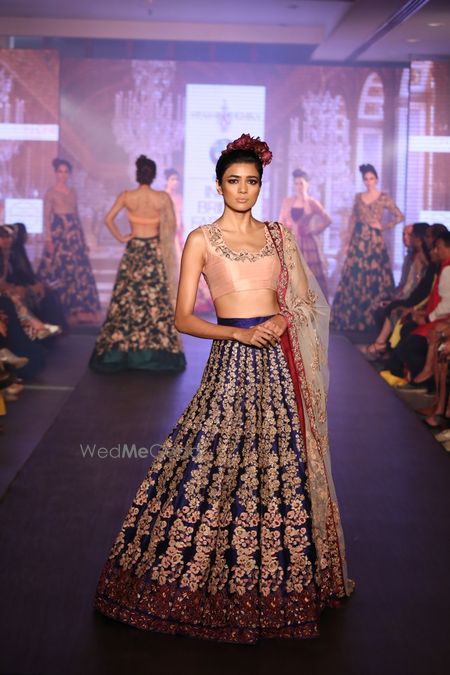 Photo of baby pink and royal blue lehenga