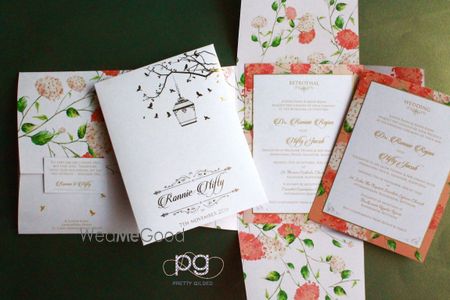 Photo of Floral Print Wedding Invitation Card