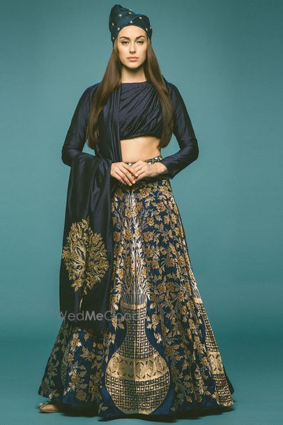 Photo of navy blue lehenga