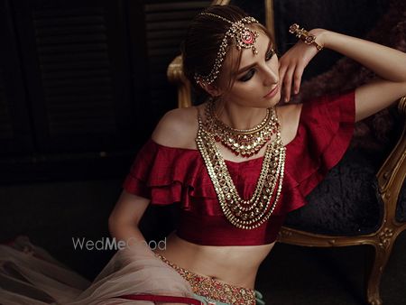 Photo of Gold and red bridal jewellery