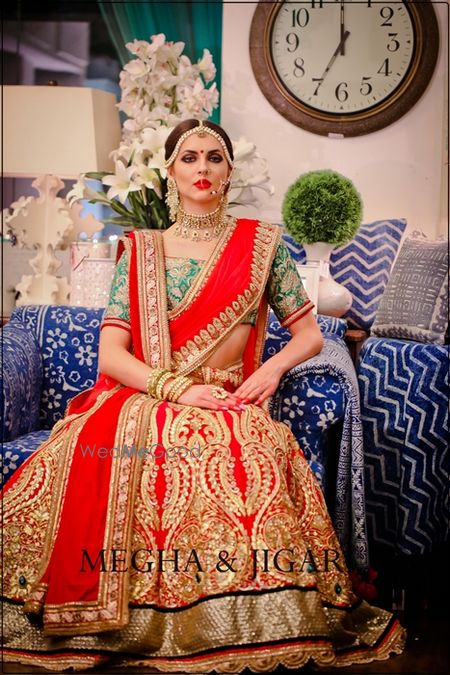 Photo of red bridal lehenga