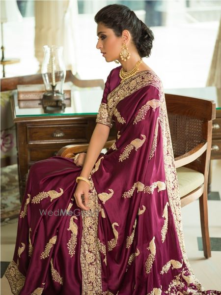 Photo of Unique embroidery saree with peacock motif