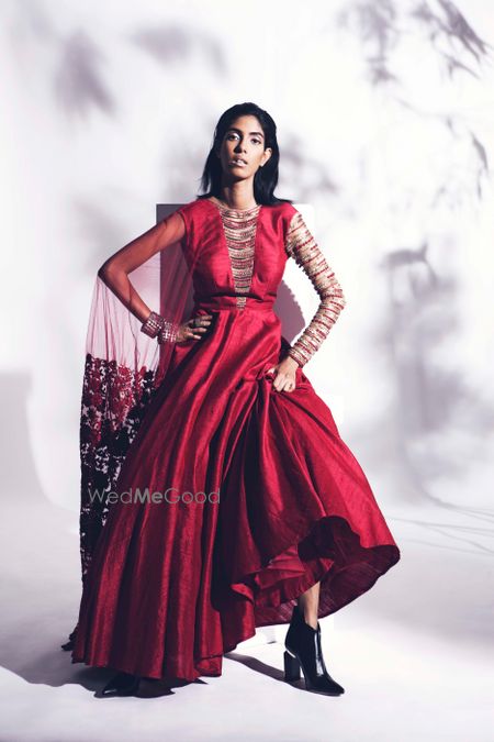 Photo of deep red anarkali