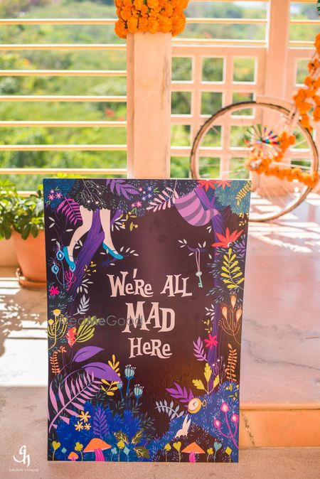 Photo of Fun decor idea for mehendi with cute quote