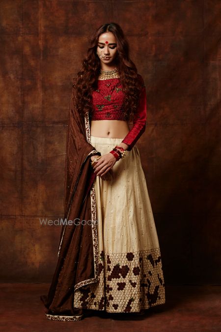 Photo of cream lehenga