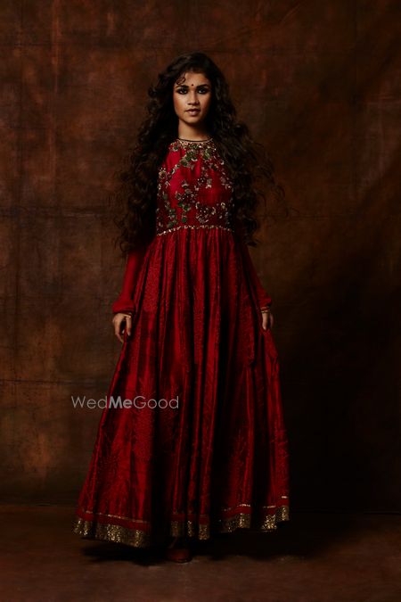 Photo of deep red anarkali