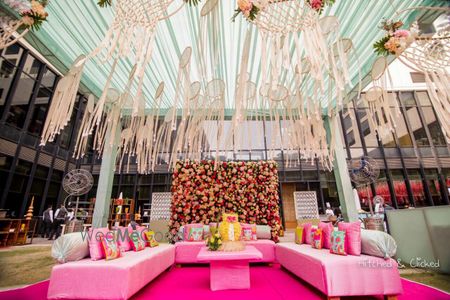 Photo of White and pink decor with dreamcatchers