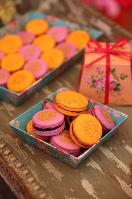 Photo of Mehendi macarons as wedding favours