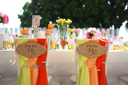 Photo of Mr and mrs colourful chair decor ideas