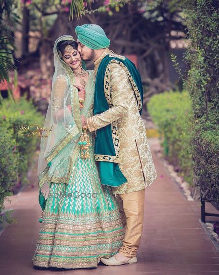 Photo of Groom and bride in unique hue