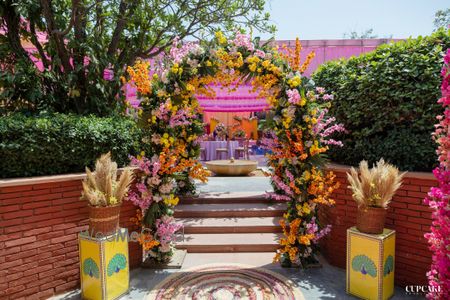 Photo of Floral arch entrance for the mehndi