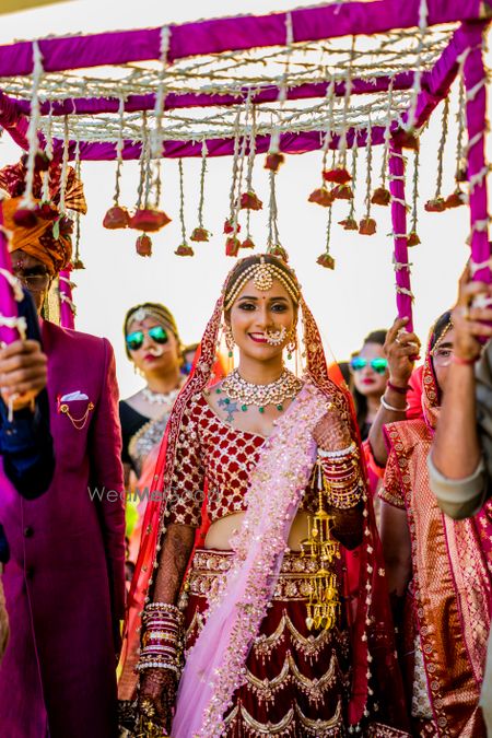 Photo of Happy bride entry portrait