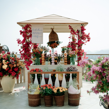 Photo of A lovely flower market set up for guests at a wedding