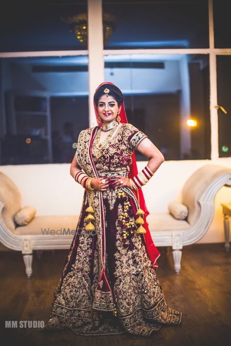 Photo of maroon velvet lehenga