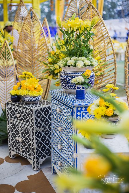 Photo of Beautiful side table setting with ceramic stuff