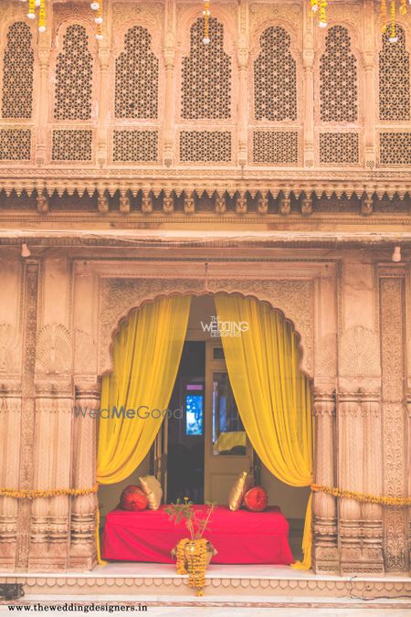 Photo of haldi yellow drapes