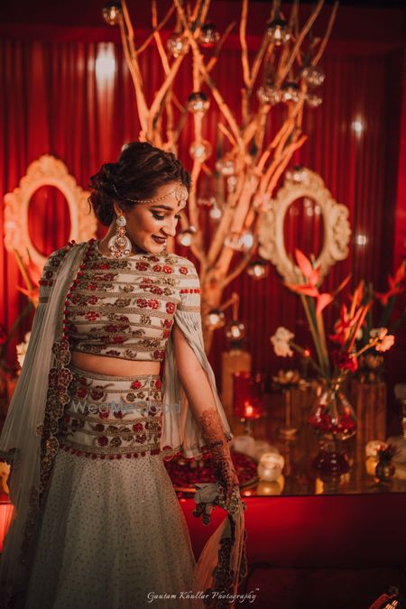 Photo of Mehendi lehenga with inbuilt dupatta