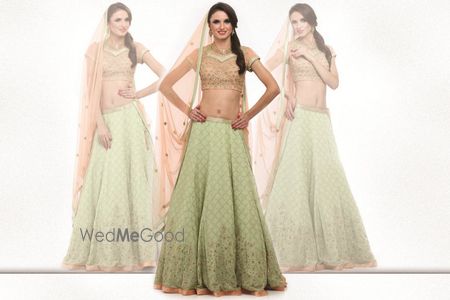 Photo of mint and peach lehenga