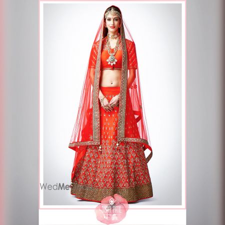 Photo of Orange Light Lehnega with Gold  Border