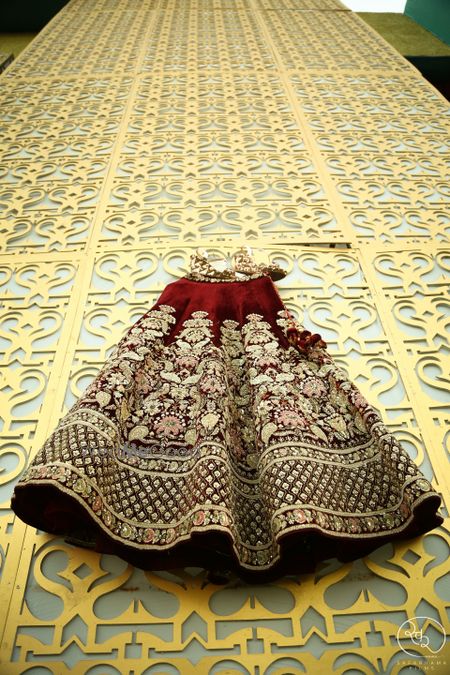 Photo of Lehenga photography on contrasting backdrop