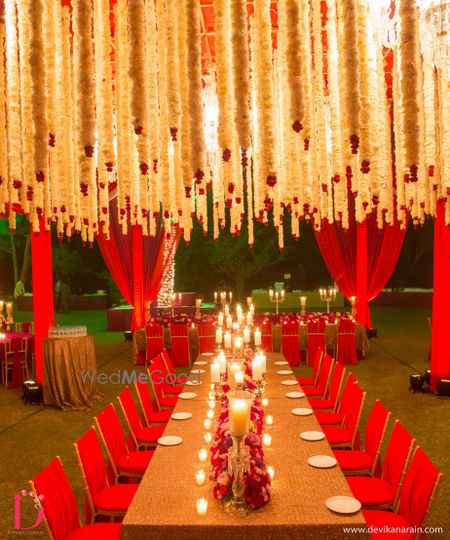 Photo of hanging flowers from ceiling