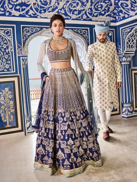 Photo of Blue embellished Anita Dongre lehenga