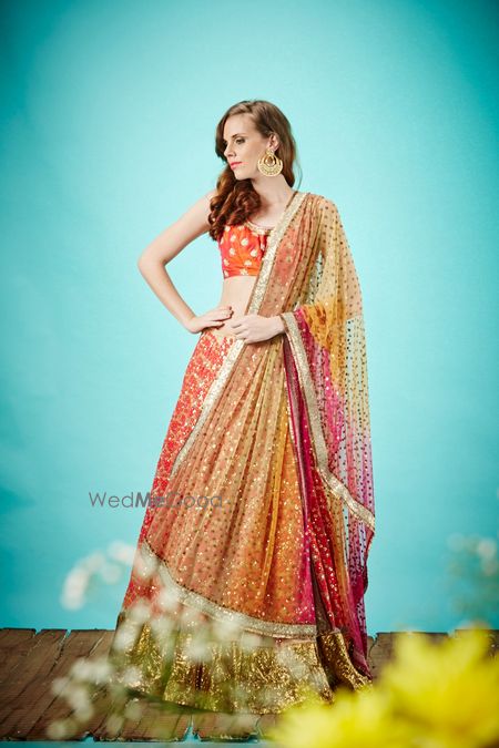 Photo of orange bridal lehenga