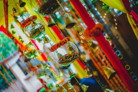 Photo of hanging glass bowls decor