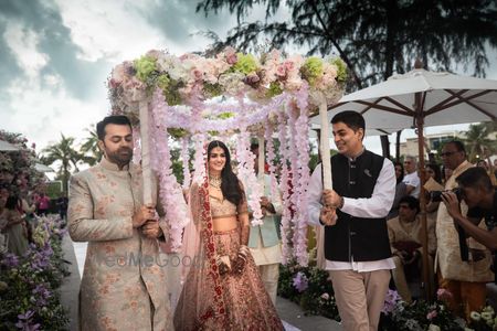 Photo of Bridal entry with phoolon ki chadar