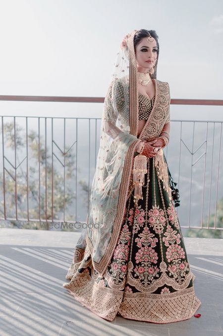 Photo of Offbeat bridal lehenga and look in teal lehenga