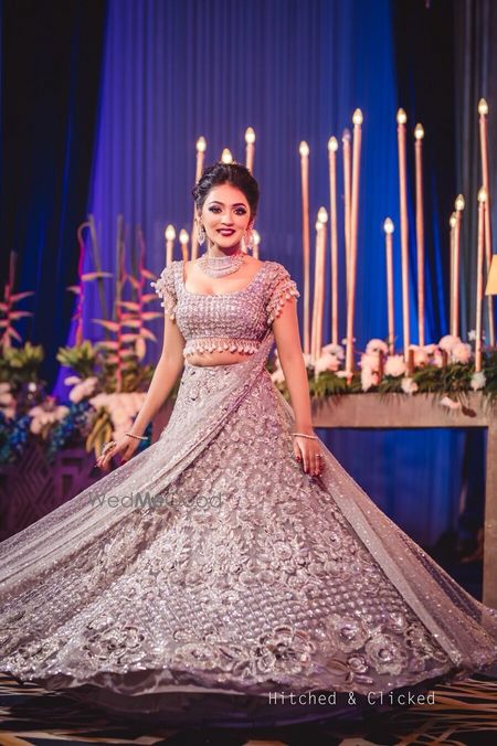 Photo of Cocktail or reception lehenga in silver