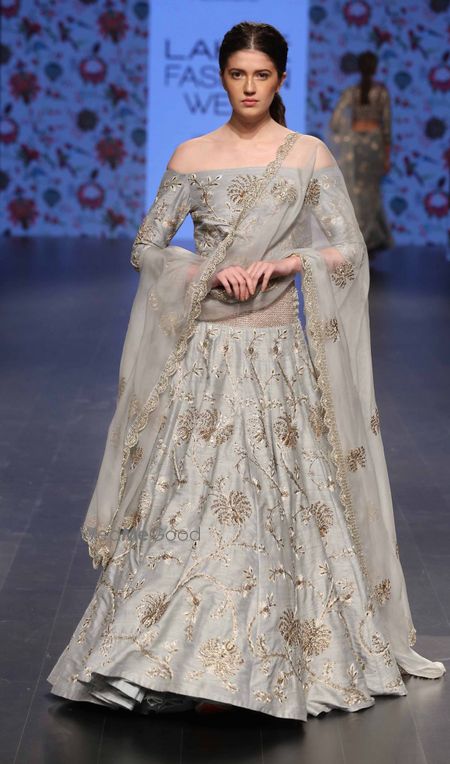 Photo of champagne grey lehenga