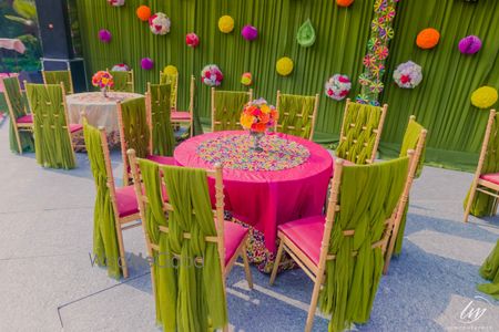 Photo of Bright and happy table decor idea for mehendi