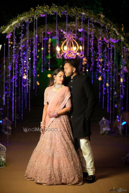 Photo of Peach nude lehenga for engagement