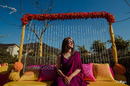 Photo of stunning bridal portrait on haldi