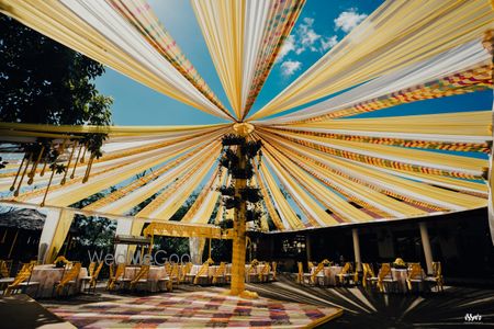 Photo of unique tent decor idea with drapes