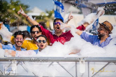 Photo of pool party idea with frothy water