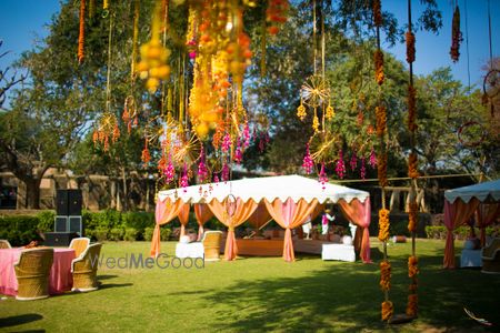 Photo of White and Peach Tent Shach with Dream Catchers Decor