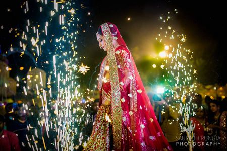 Photo of Bride Entrance with Fireworks