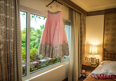 Photo of Baby Pink Lehenga with Silver Border on a Hanger