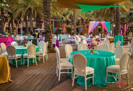 Photo of sea green mehendi table decor idea