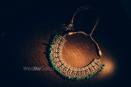 Photo of Gold Diamond Necklace with Green Beads