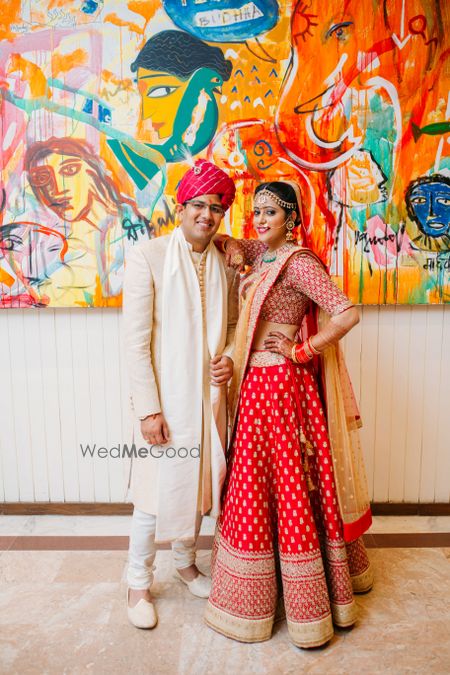 Photo of Couple Shot with Abstract Painted Background