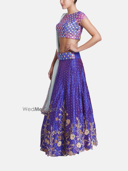 Photo of Purple gota work lehenga with attached dupatta