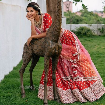 Red Bridal Lehenga Photo bride in red